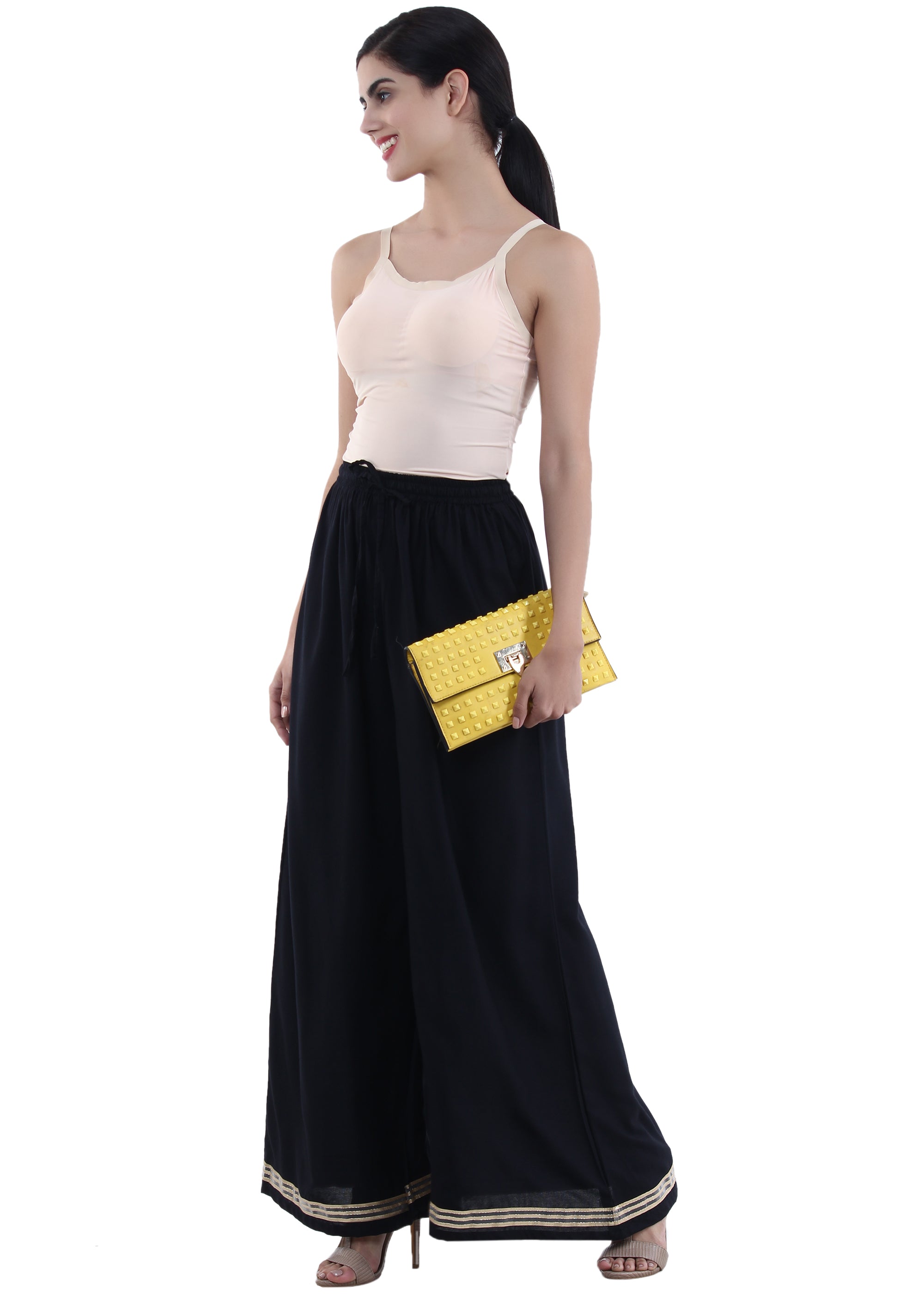 Buy GO COLORS Black Womens Solid Palazzo Pants | Shoppers Stop